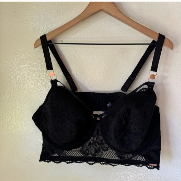 ❄️❄️ NWOT ASOS CURVE 48DDD Figleaves Curvy Black Amore Padded Midi Balcony Bra - Picture 3 of 7